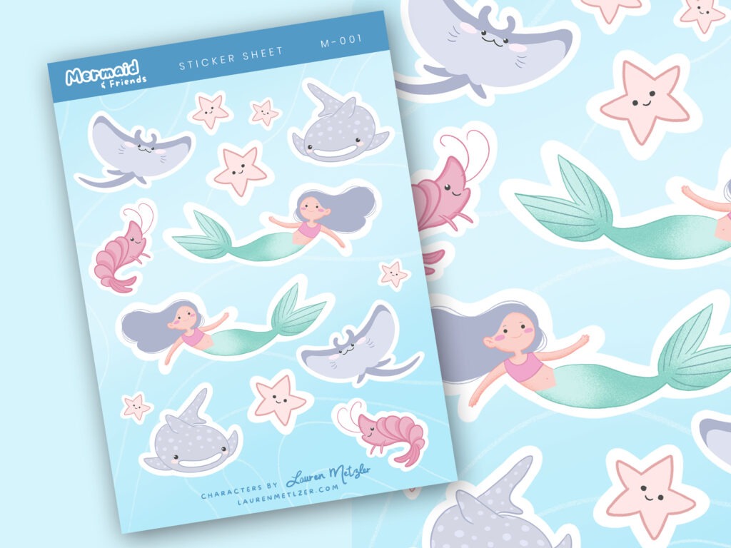 Mermaid and Friends sticker sheet